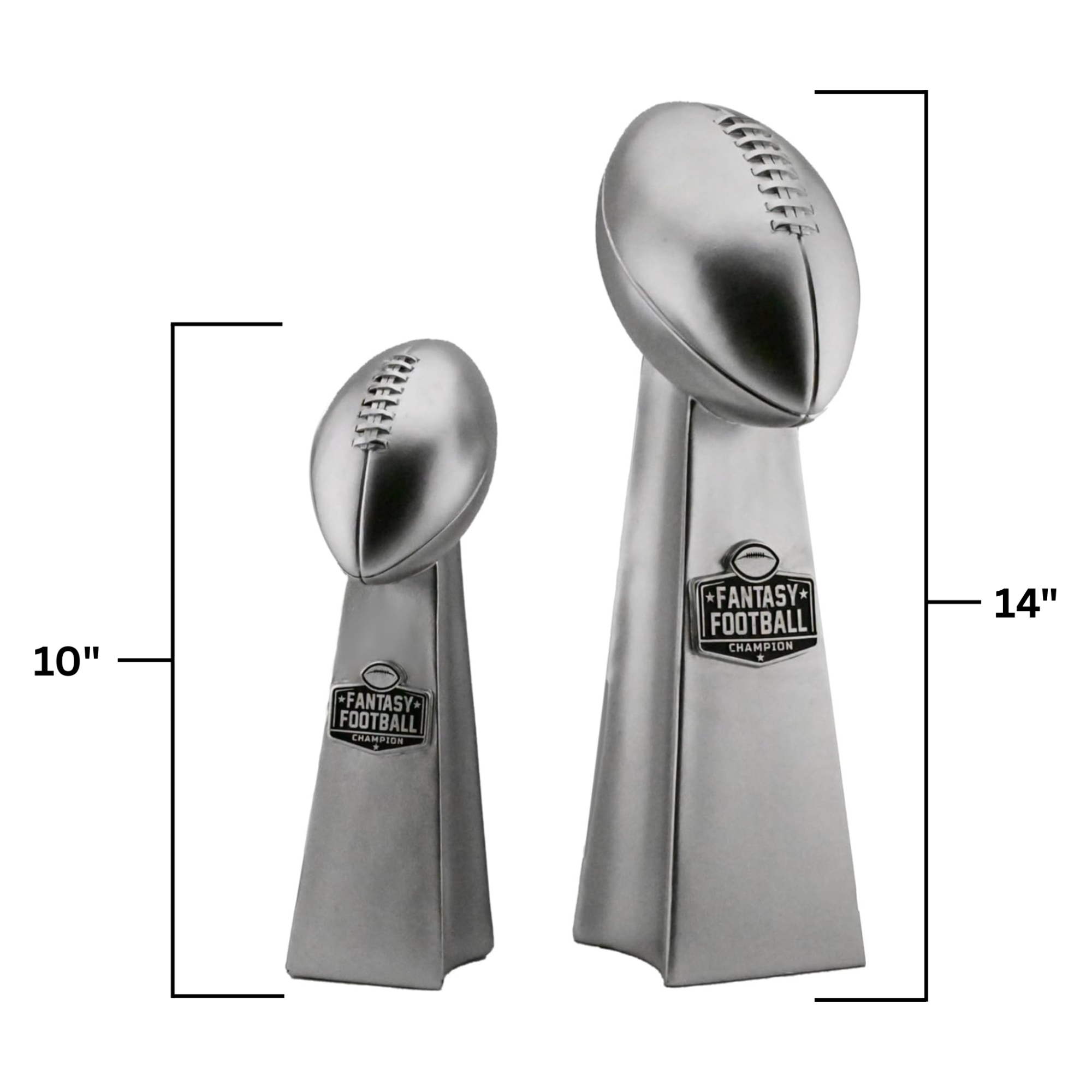 Fantasy Football Championship Trophy - Silver Finish Football Trophy Replica for League Winner, Premium Fantasy Trophy for Display, Durable Trophy Fantasy Football Award - Available in 2 Sizes