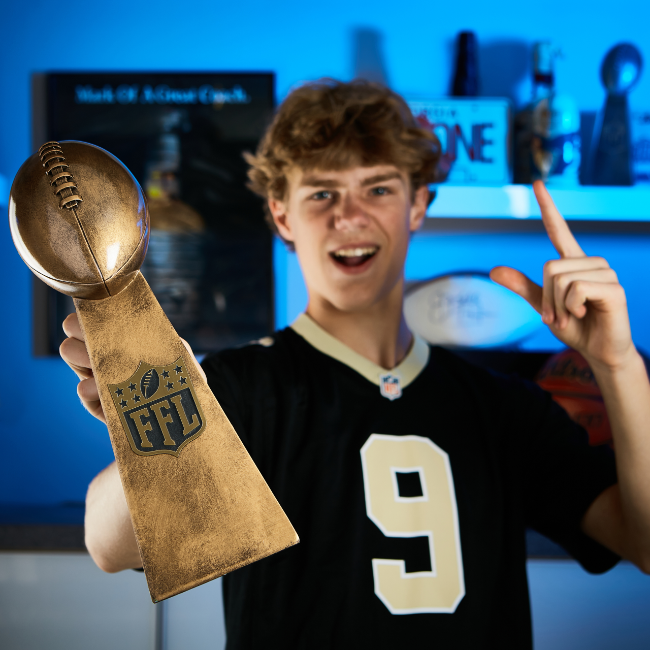 Fantasy Football Trophy with Realistic Design | Gold Championship Replica | First Place Award for League or Team Champions | Available in 2 Sizes