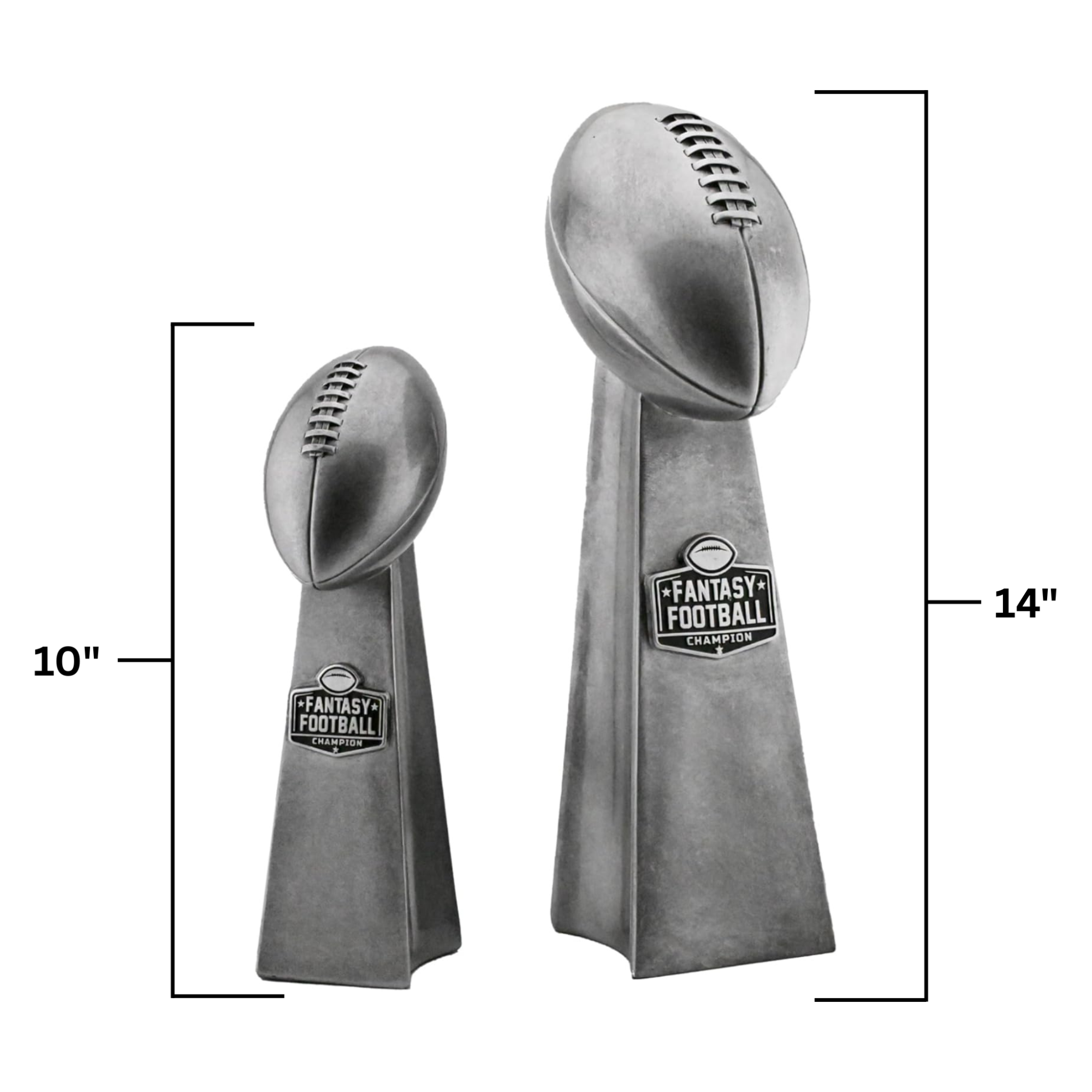 Fantasy Football Championship Trophy - Premium Fantasy Trophy with Antique Silver Finish, Football Trophy Pro-Style Replica for Winner, Fantasy Football Trophies Display Award - Available in 2 Sizes