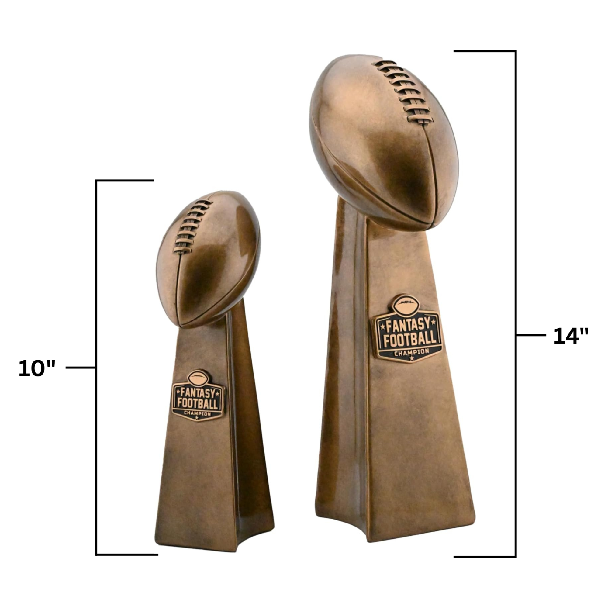 Fantasy Football Trophy - Antique Gold Finish, Championship Trophy for League Winner, Pro Style Replica, Fantasy Football Champion Award, Premium Fantasy League Trophies - 2 Sizes Available