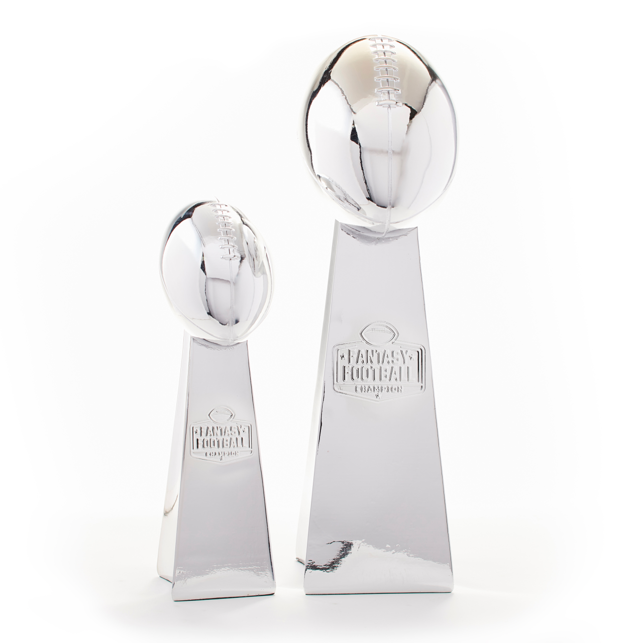 Chrome Reflective Fantasy Football Trophy For League Champions | Comes In 2 Sizes